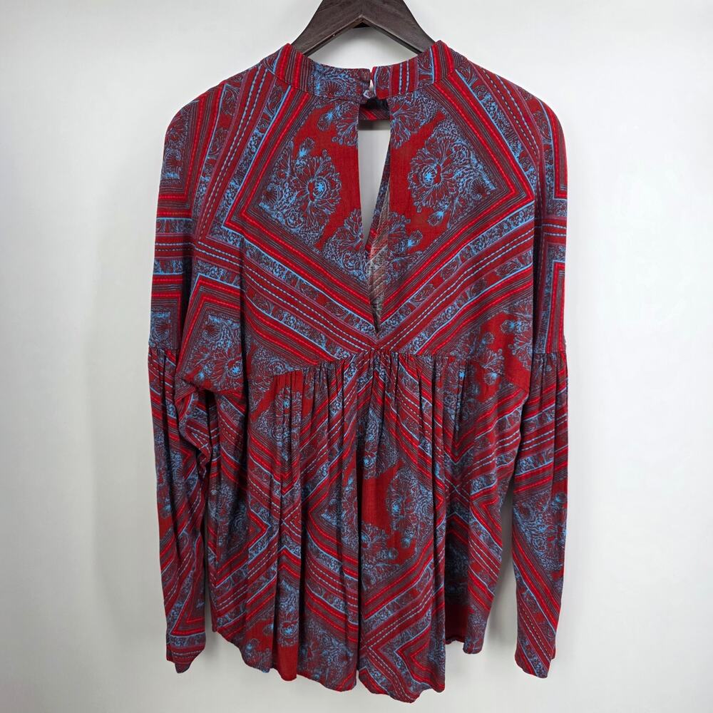 Free People Walking On A Dream Tunic Red Blue Size Large - Picture 6 of 7